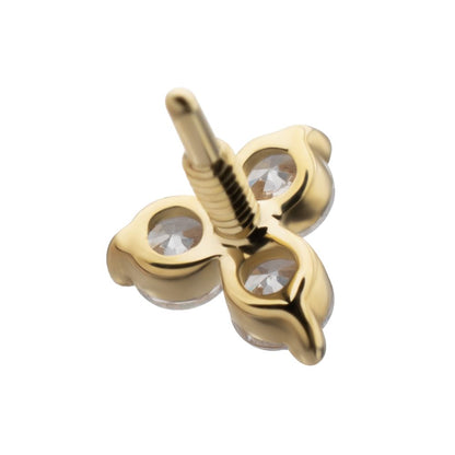 14Kt Yellow Gold M0.8 Internally Threaded Prong Set Trinity Round Gem Top