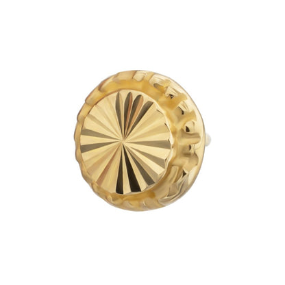 14Kt Yellow Gold M0.8 Internally Threaded Milgrain Edge Corrugated Round Top