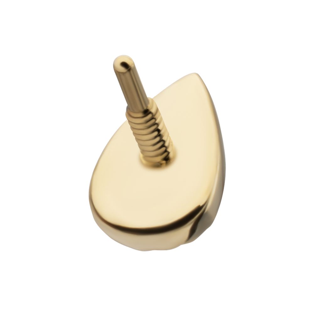 14Kt Yellow Gold M0.8 Internally Threaded Milgrain Edge Corrugated Teardrop Top