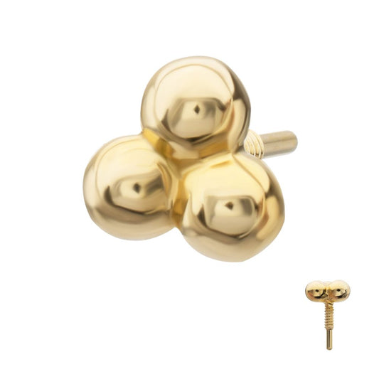 14Kt Yellow Gold M0.8 Internally Threaded Trinity Ball Top