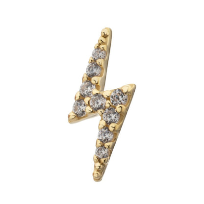 14Kt Yellow Gold M0.8 Internally Threaded Pave Gem Lightning Bolt Top