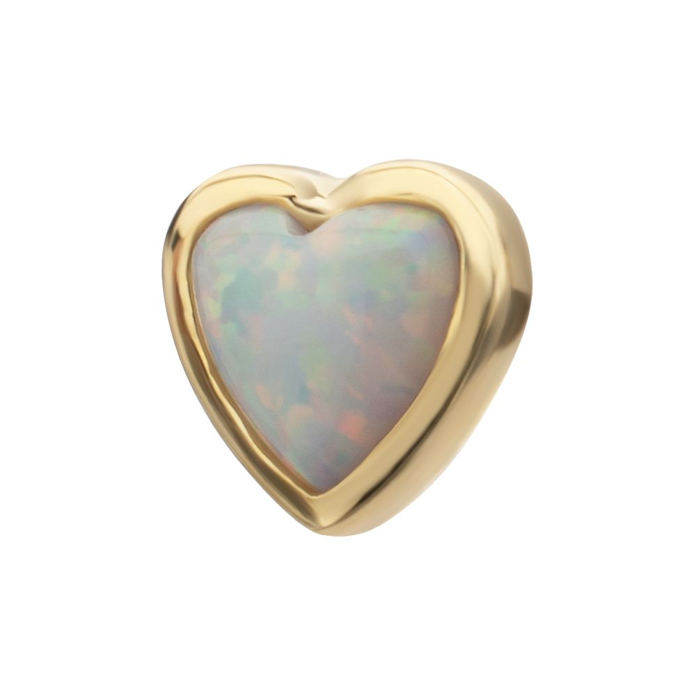 14Kt Yellow Gold M0.8 Internally Threaded Bezel Set Heart Opal Top
