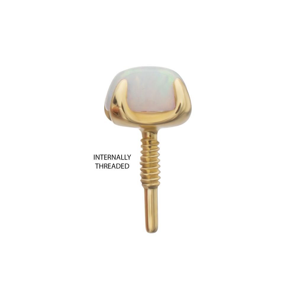 14Kt Yellow Gold M0.8 Internally Threaded 4-Prong Round Opal Top