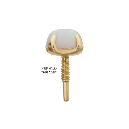 14Kt Yellow Gold M0.8 Internally Threaded 4-Prong Round Opal Top