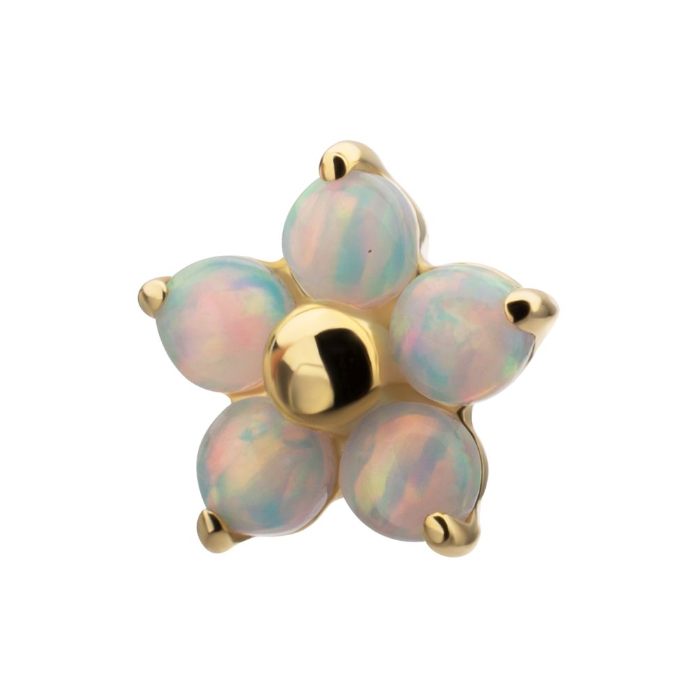 14Kt Yellow Gold M0.8 Internally Threaded 5-Petal Opal Flower Top