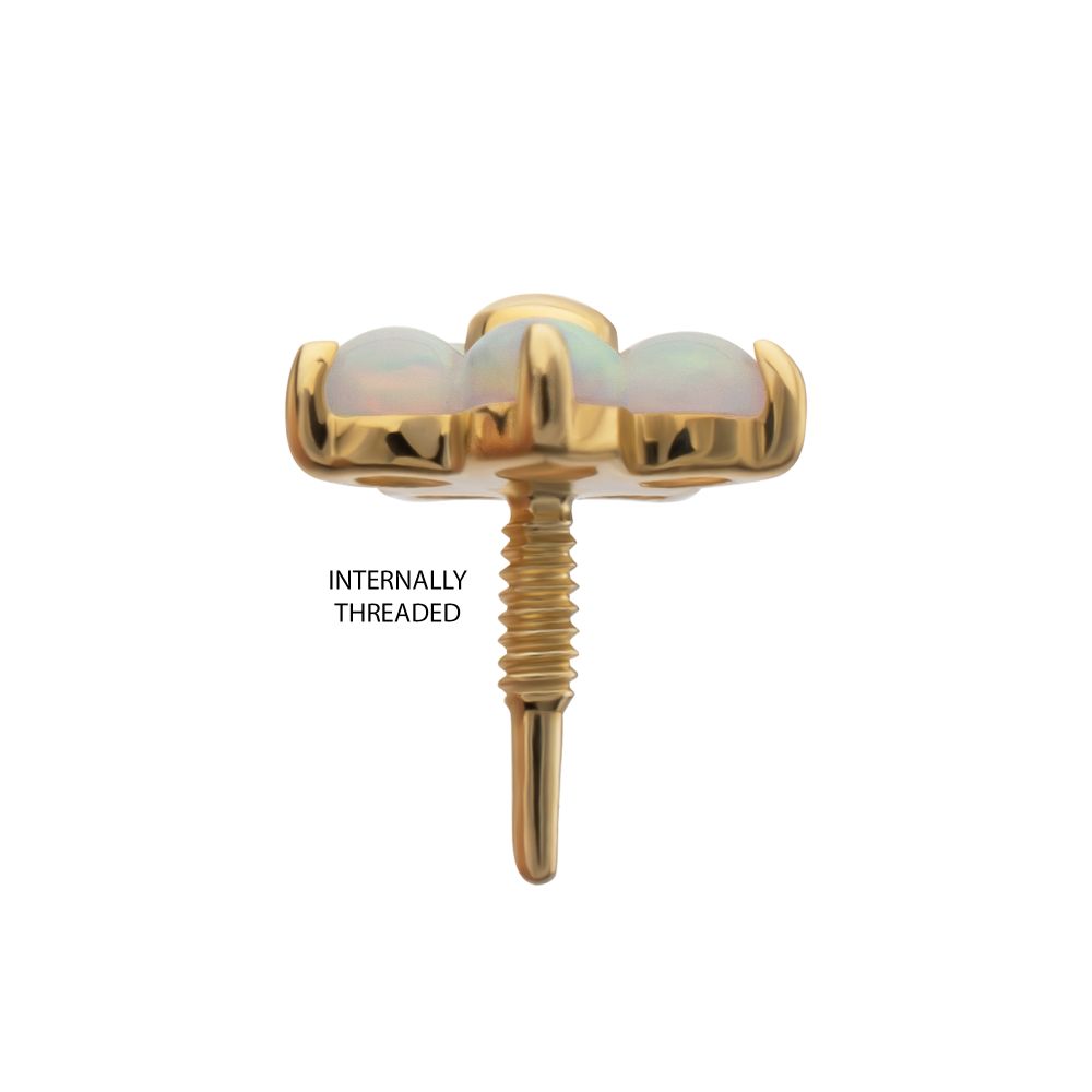 14Kt Yellow Gold M0.8 Internally Threaded 5-Petal Opal Flower Top