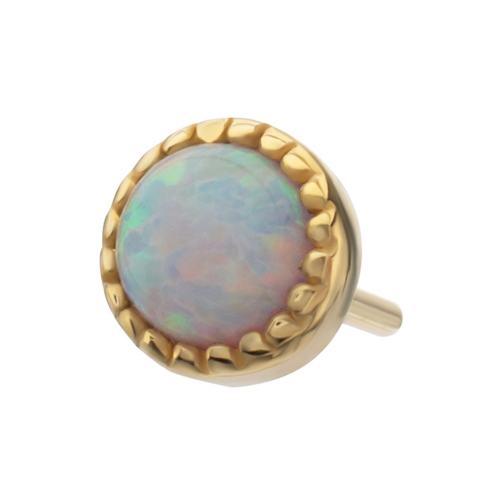 14Kt Yellow Gold M0.8 Internally Threaded Milgrain Edge Round Opal Top