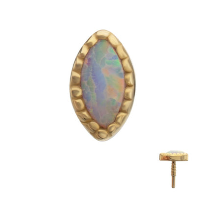 14Kt Yellow Gold M0.8 Internally Threaded Milgrain Edge Marquise Opal Top