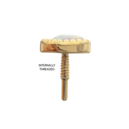 14Kt Yellow Gold M0.8 Internally Threaded Milgrain Edge Marquise Opal Top