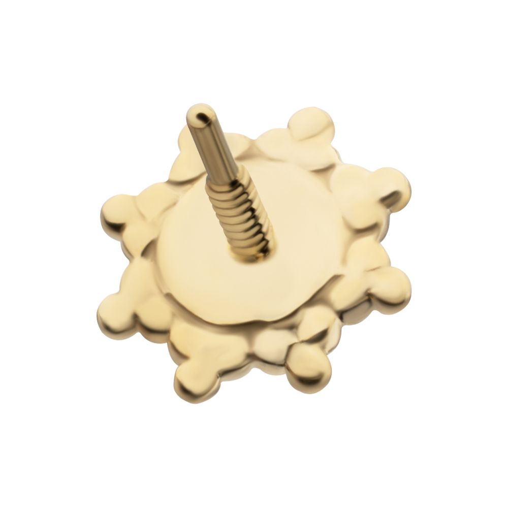 14Kt Yellow Gold M0.8 Internally Threaded Beaded Flower Opal Top