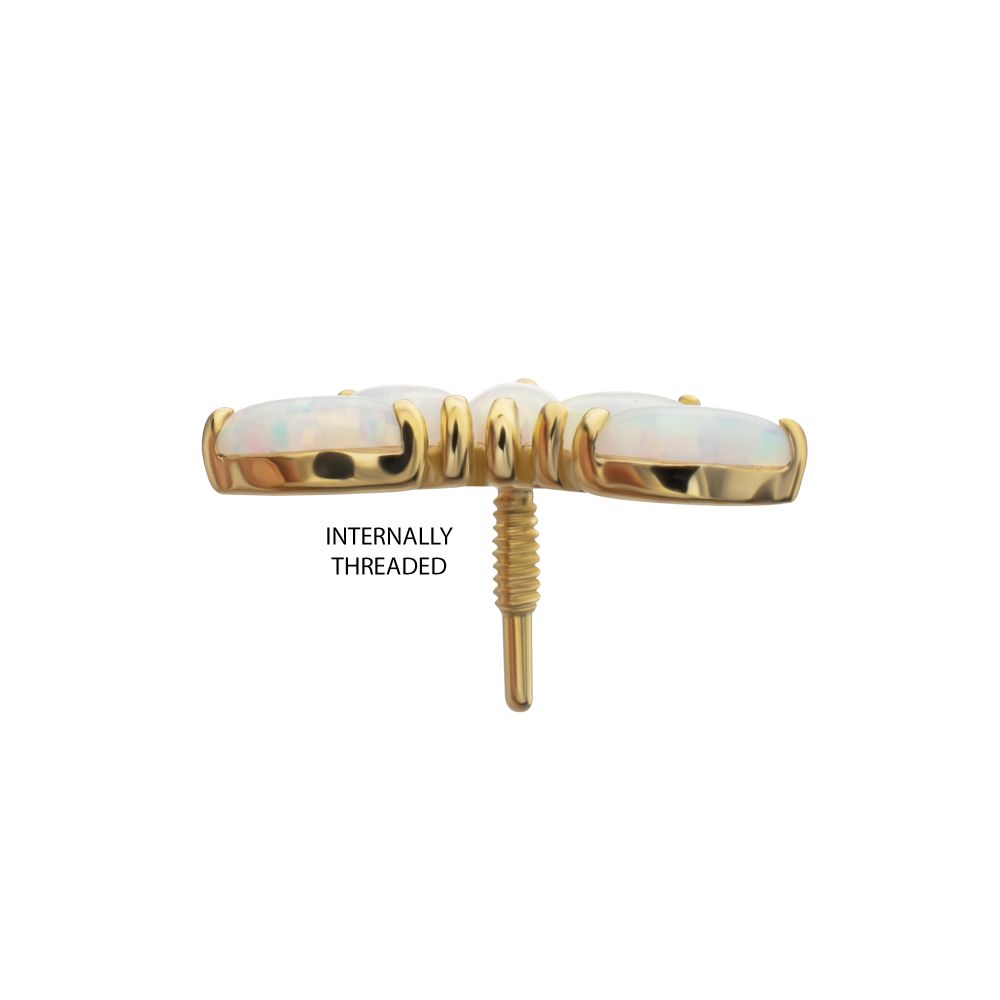 14Kt Yellow Gold M0.8 Internally Threaded 5-Cluster Marquise Opal Fan Top