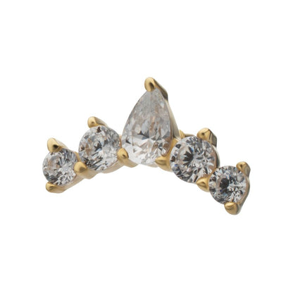 14Kt Yellow Gold M0.8 Internally Threaded Teardrop 5-Cluster Top