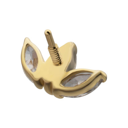 14Kt Yellow Gold M0.8 Internally Threaded Prong Set Triple Cluster Marquise Fan Top