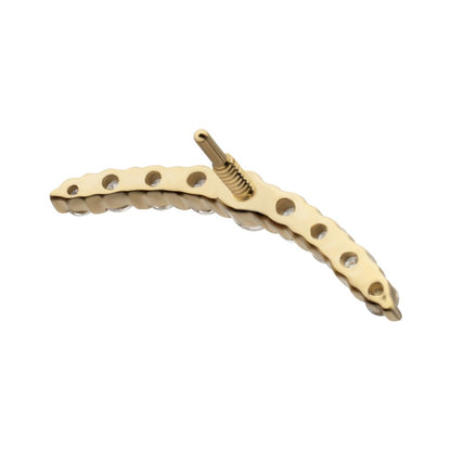 14Kt Yellow Gold M0.8 Internally Threaded Curved 9-Gem Bar Top