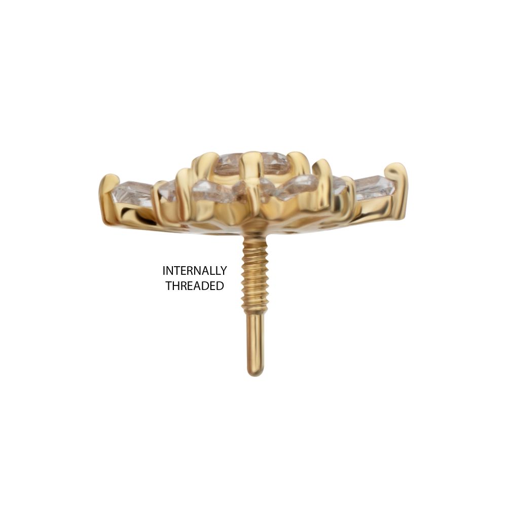 14Kt Yellow Gold M0.8 Internally Threaded Radiant Flare Cluster Top