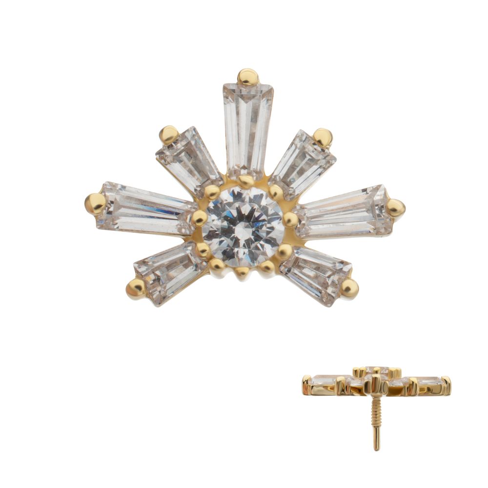 14Kt Yellow Gold M0.8 Internally Threaded Sunray Cluster Top