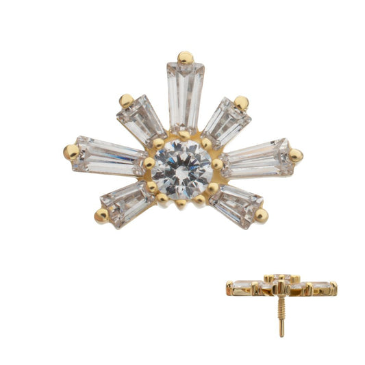 14Kt Yellow Gold M0.8 Internally Threaded Sunray Cluster Top