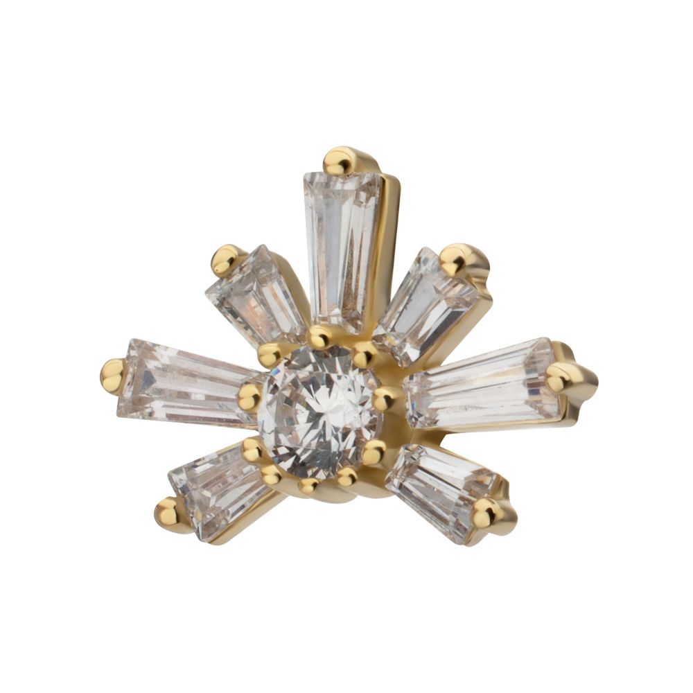 14Kt Yellow Gold M0.8 Internally Threaded Sunray Cluster Top