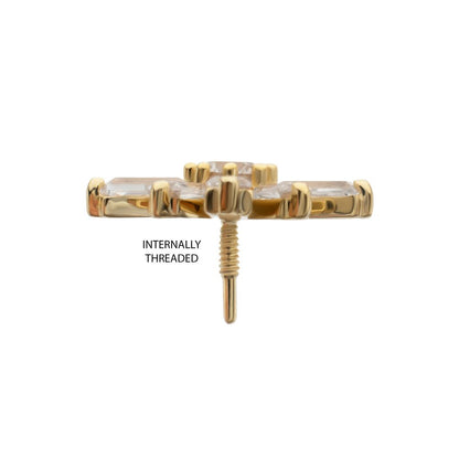 14Kt Yellow Gold M0.8 Internally Threaded Sunray Cluster Top