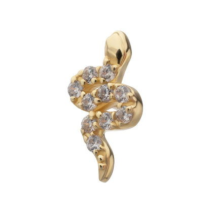 14Kt Yellow Gold M0.8 Internally Threaded Pave Gem Snake Top