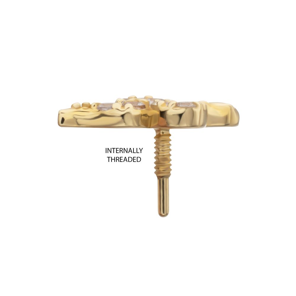 14Kt Yellow Gold M0.8 Internally Threaded Pave Gem Snake Top