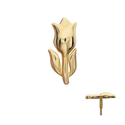 14Kt Yellow Gold M0.8 Internally Threaded Tulip Flower Top