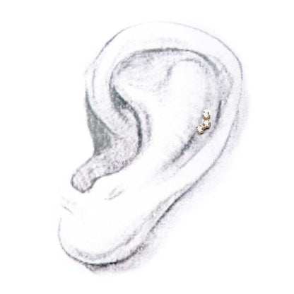 14Kt Gold Threadless 6 Pronged Round CZ Trinity Top