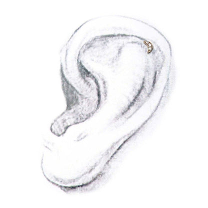 14kt Gold Threadless with 1.5mm 3-Prong Set Clear CZ Crescent Moon Top