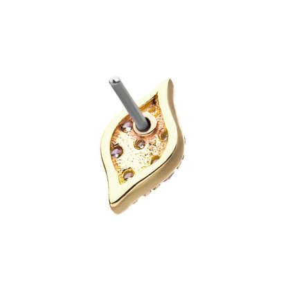 14kt Yellow Gold Threadless Prong Set Multi-Clear CZ Rhombus Shape Top