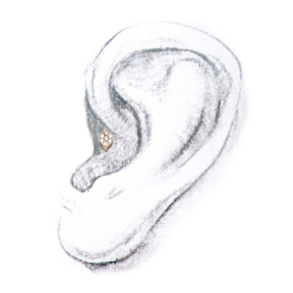 14kt Yellow Gold Threadless Prong Set Multi-Clear CZ Rhombus Shape Top