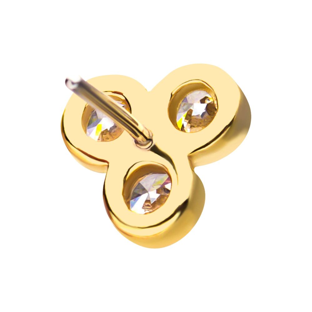 14Kt Yellow Gold Threadless Bezel Round CZ Trinity Top