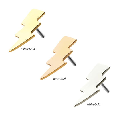 14kt-Gold Threadless Lightning Bolt Top