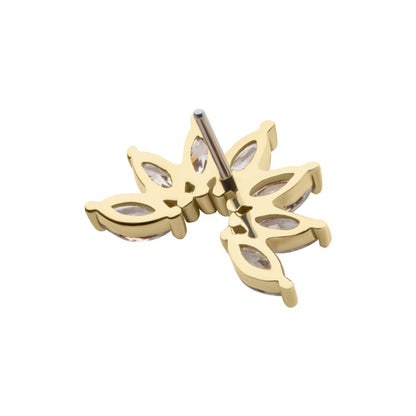14Kt Yellow Gold Threadless Pronged Marquise CZ Fan Shape Cluster Top