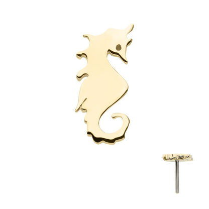 14Kt Yellow Gold Threadless Seahorse Top