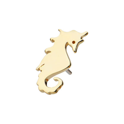 14Kt Yellow Gold Threadless Seahorse Top