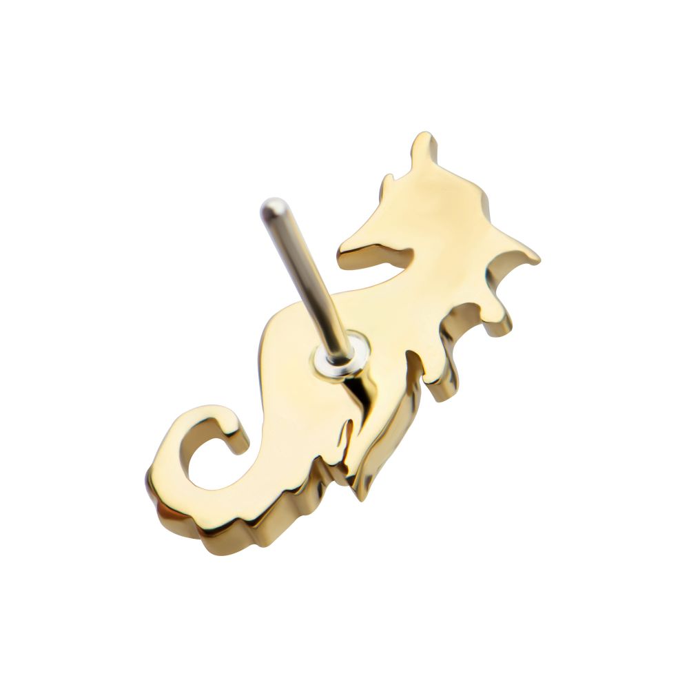 14Kt Yellow Gold Threadless Seahorse Top