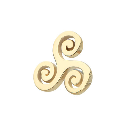 14Kt Yellow Gold Threadless Triskelion Celtic Symbol Top