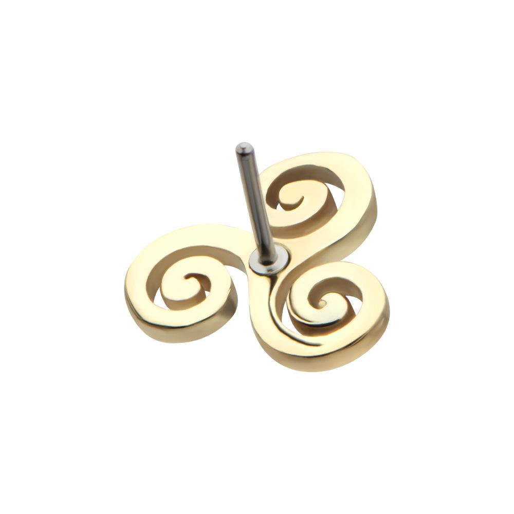 14Kt Yellow Gold Threadless Triskelion Celtic Symbol Top