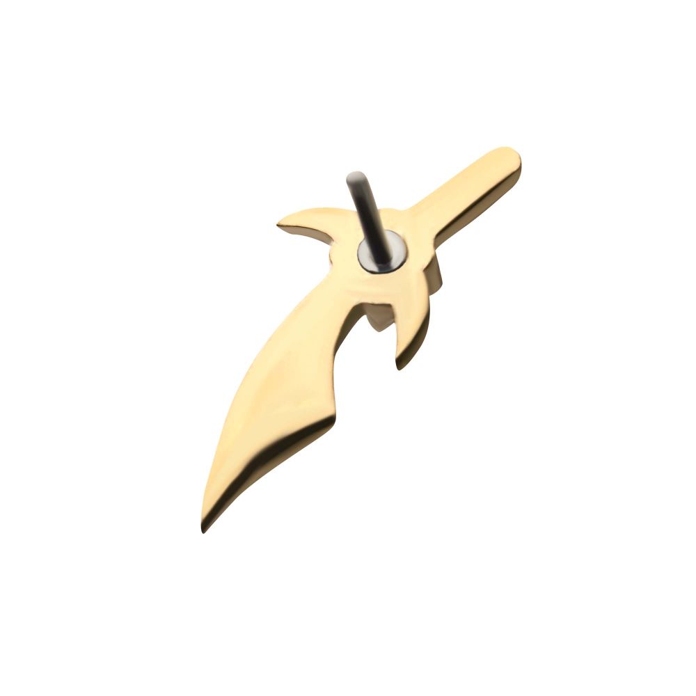 14kt Yellow Gold Dagger Threadless Top with 1.5mm Center Accent Clear CZ Gem