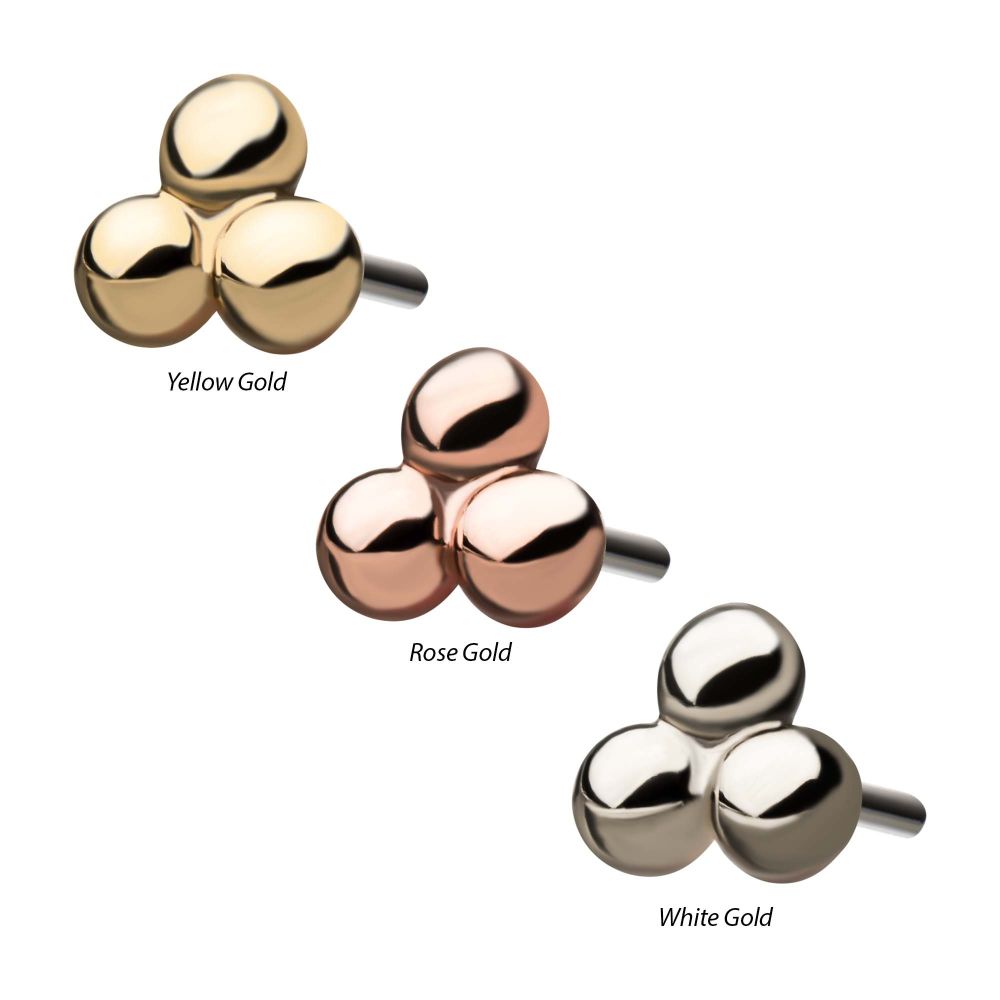 14Kt Gold Threadless Small Trinity Ball Top