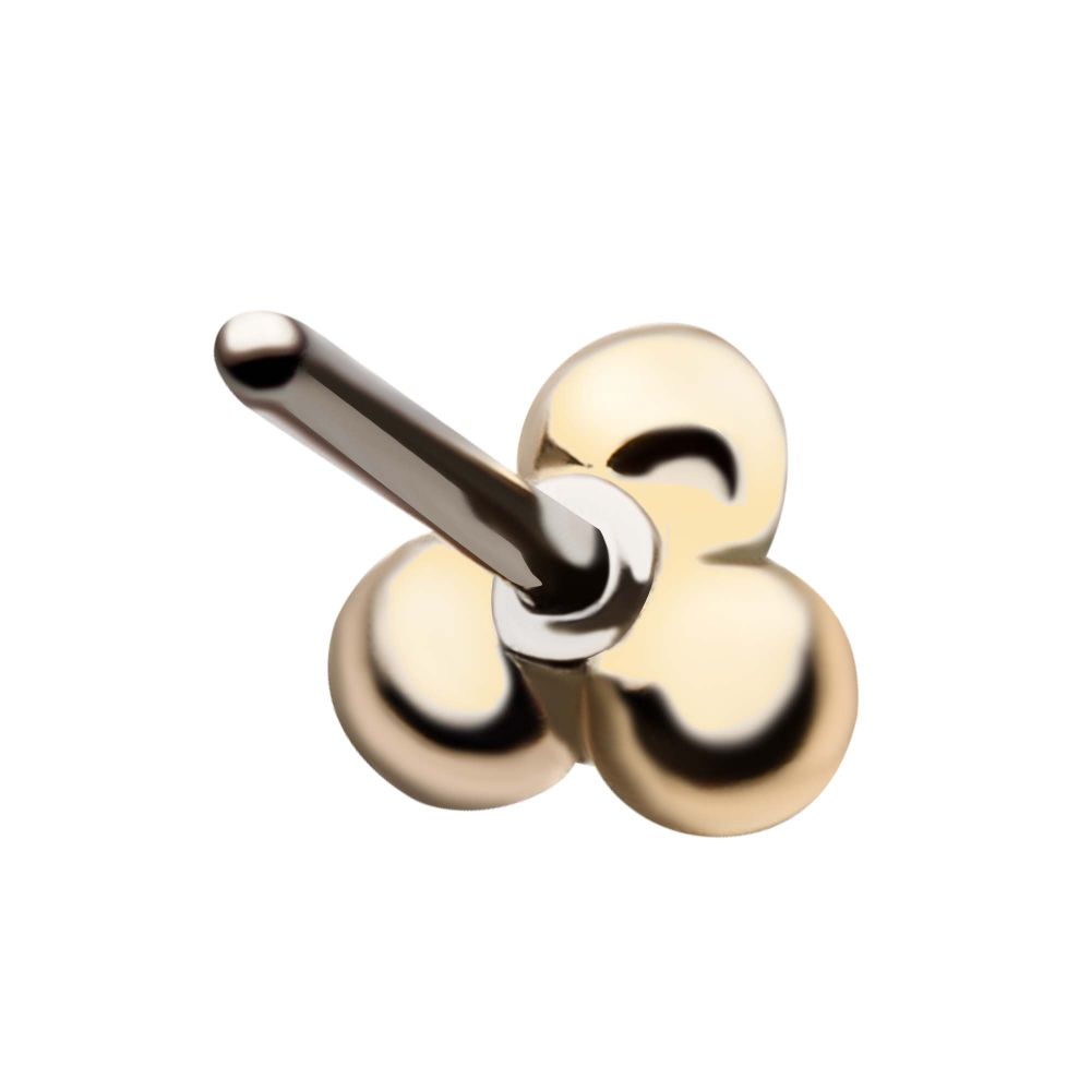 14Kt Gold Threadless Small Trinity Ball Top