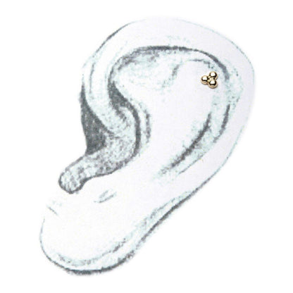 14Kt Gold Threadless Small Trinity Ball Top