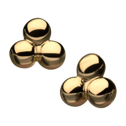 14Kt Yellow Gold Threadless Trinity Ball Top