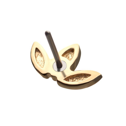 14Kt Gold Threadless 3-Cluster Low Profile Flat Leaf Top
