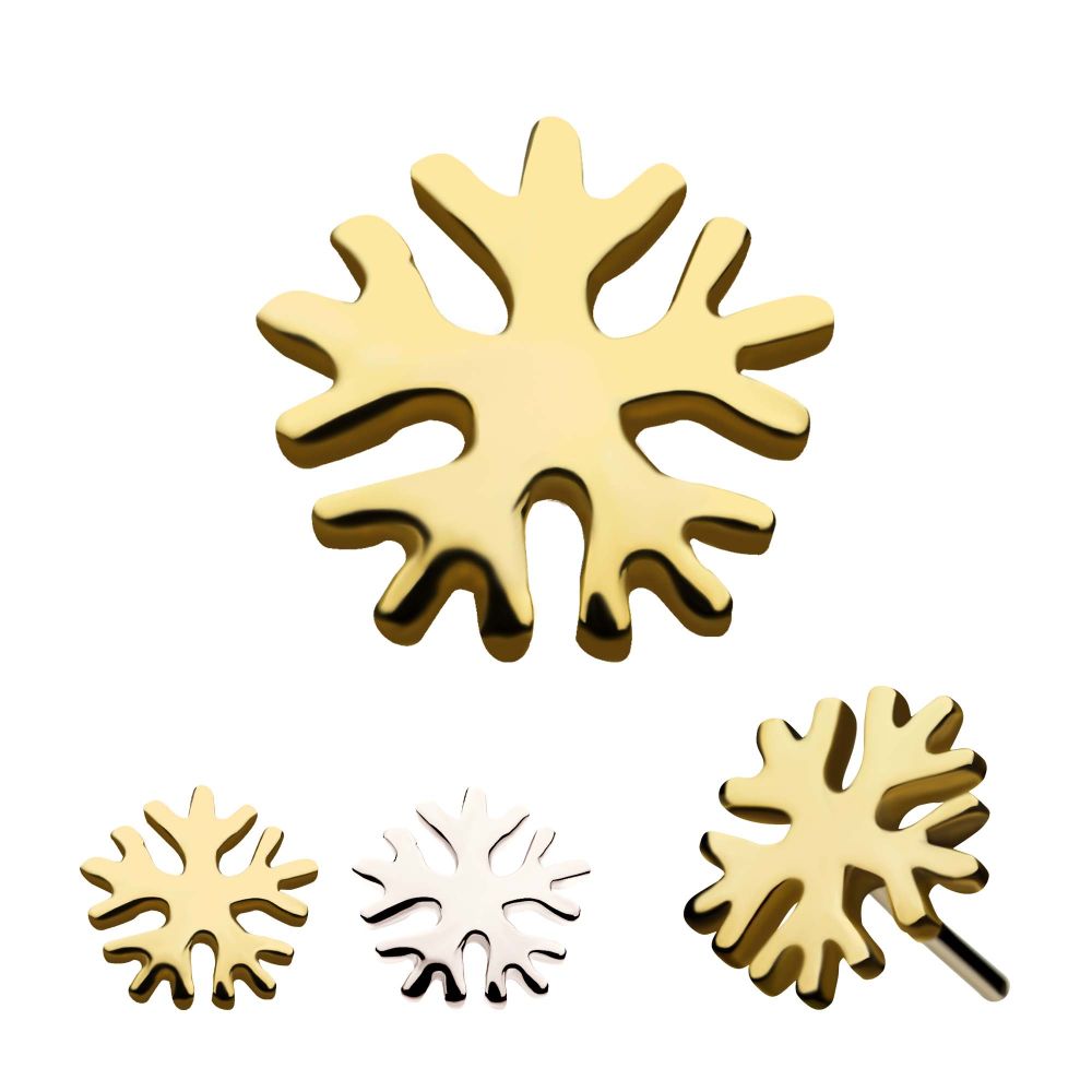14Kt Gold Threadless with Snowflake Top