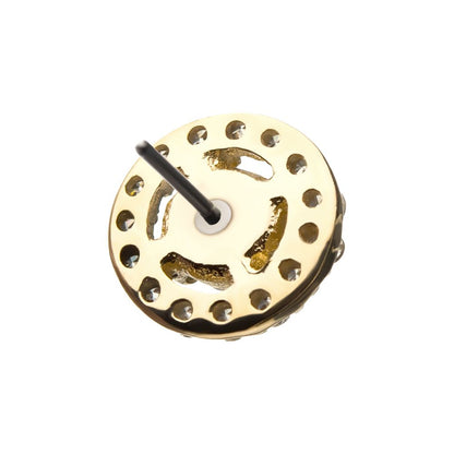 14Kt Yellow Gold Threadless with Multi-Prong Set Clear Gem Cut Out Circle Top