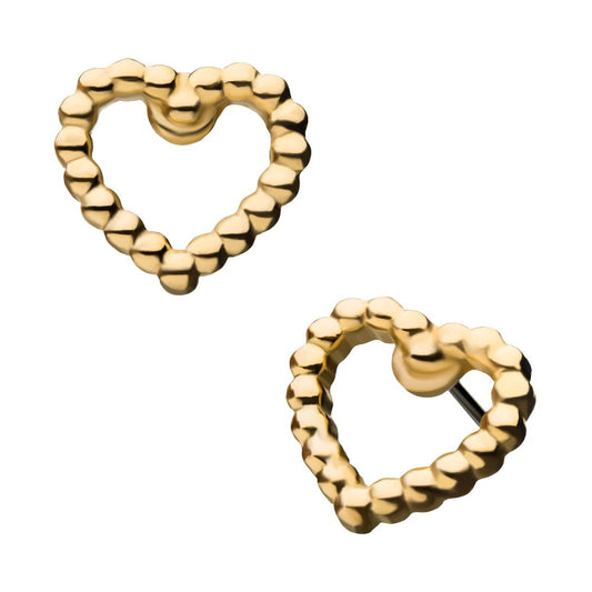 14Kt Yellow Gold Threadless  Heart Beads Top