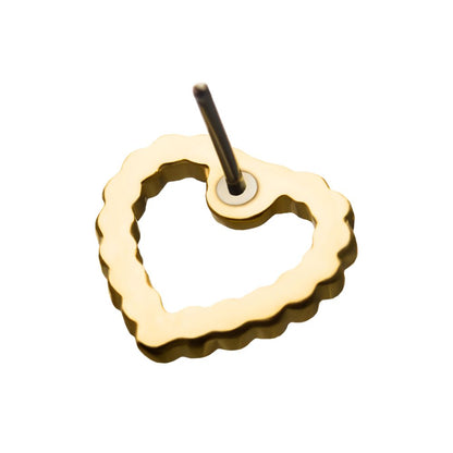 14Kt Yellow Gold Threadless  Heart Beads Top