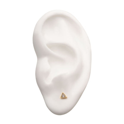 14Kt Yellow Gold Threadless with Clear Gem Triangle Top