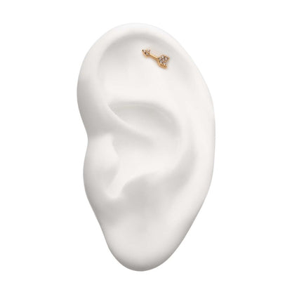 14Kt Yellow Gold Threadless with Multi-Clear Gem Arrow Top